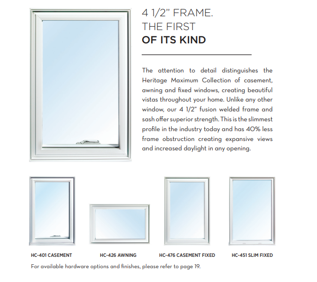Heritage Maximum Collection vinyl window options