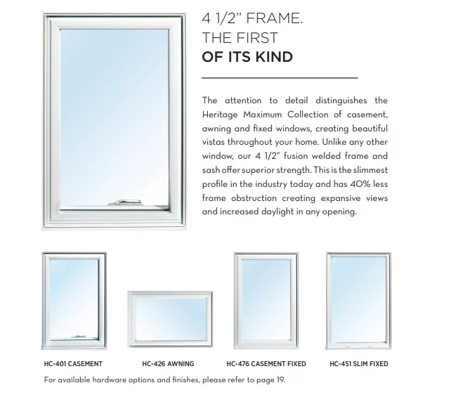 Heritage Maximum Collection vinyl window options