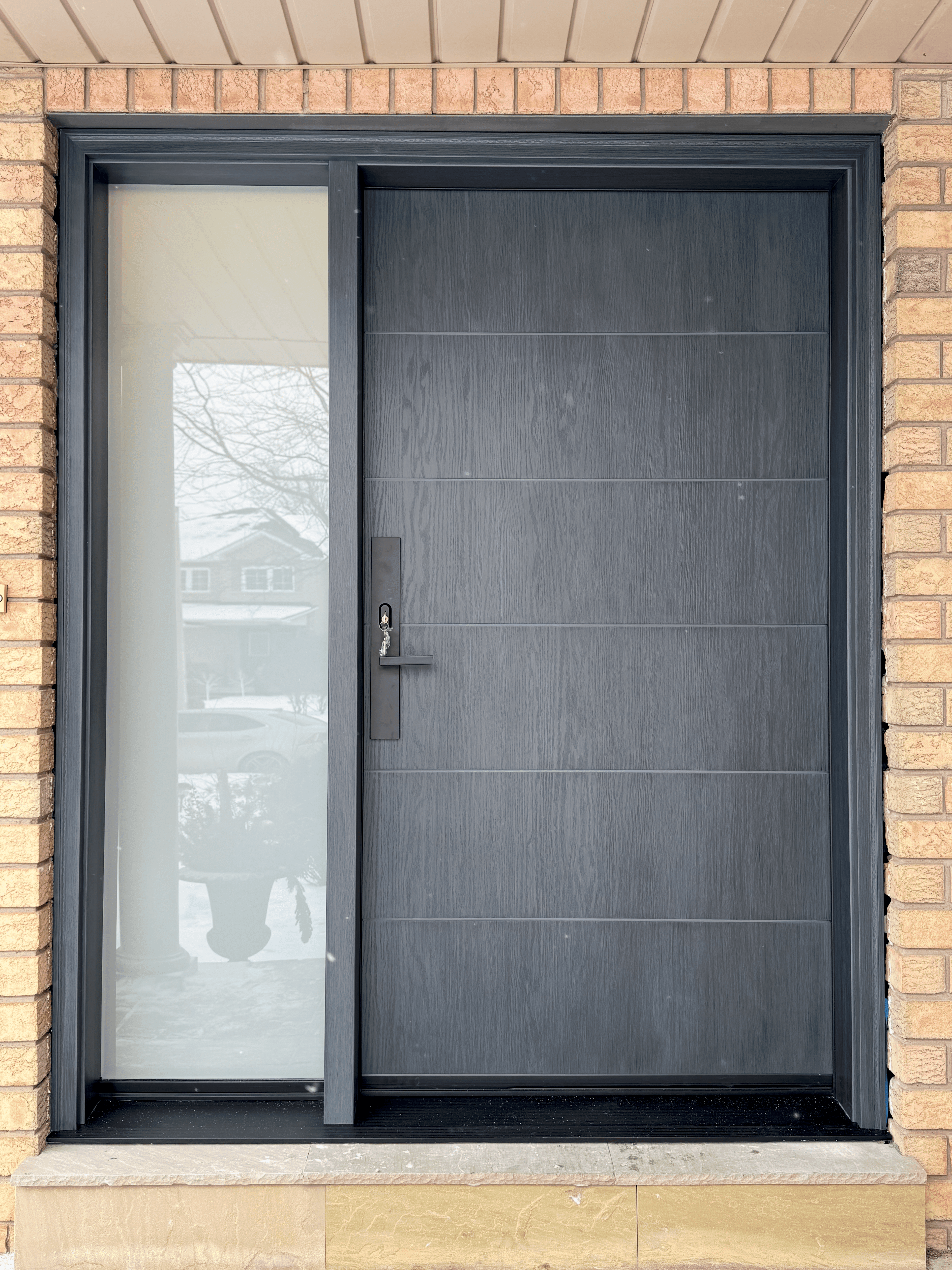 Contemporary modern groove fiberglass door