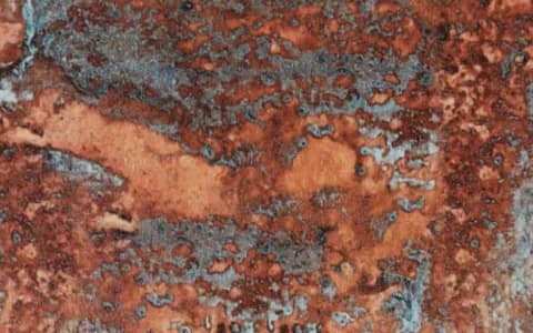 Copper patina door finish sample