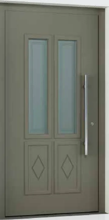 Aluminum entry door style: twin glass panels