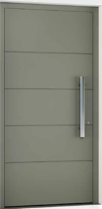 Aluminum entry door style: wide-spaced grooves