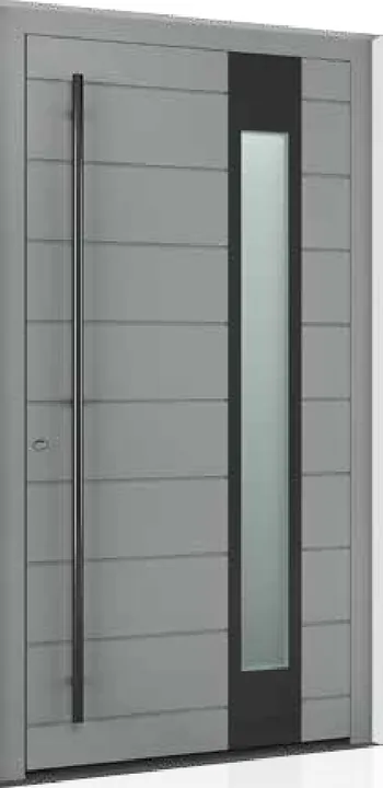 Aluminum entry door style: grooves and black frame