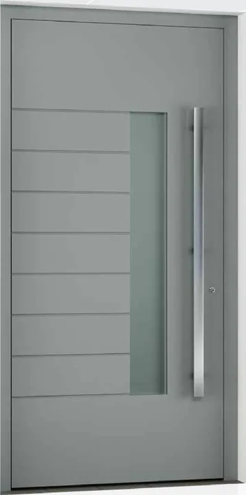 Aluminum entry door style: grooves and glass strip
