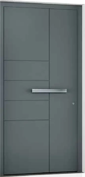 Aluminum entry door style: split panel, short pull