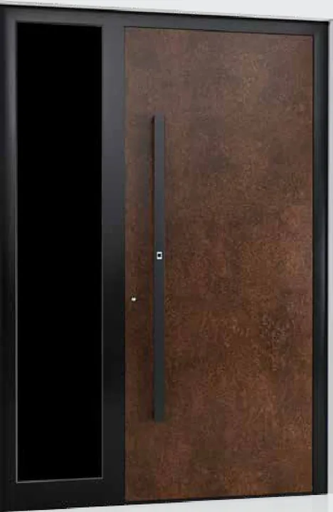 Aluminum entry door style: corten patina