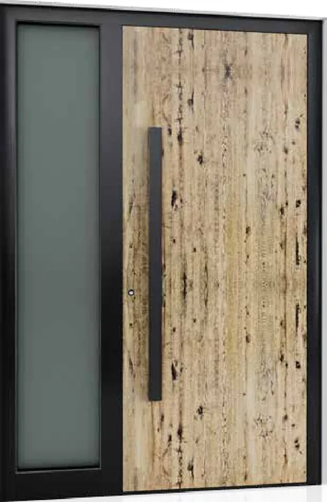 Aluminum entry door style: natural wood