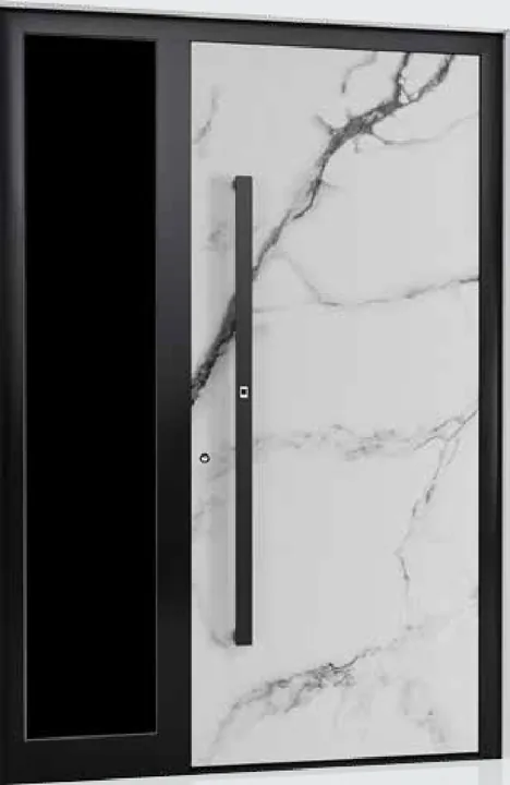 Aluminum entry door style: white marble
