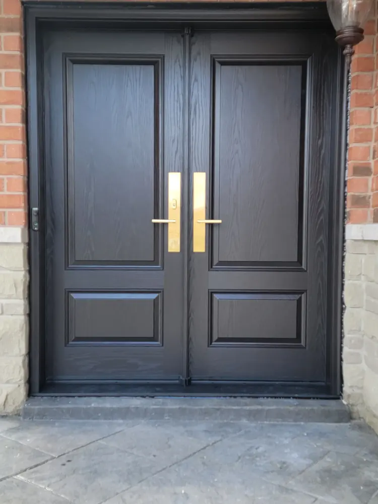 Double doors with brass pulls