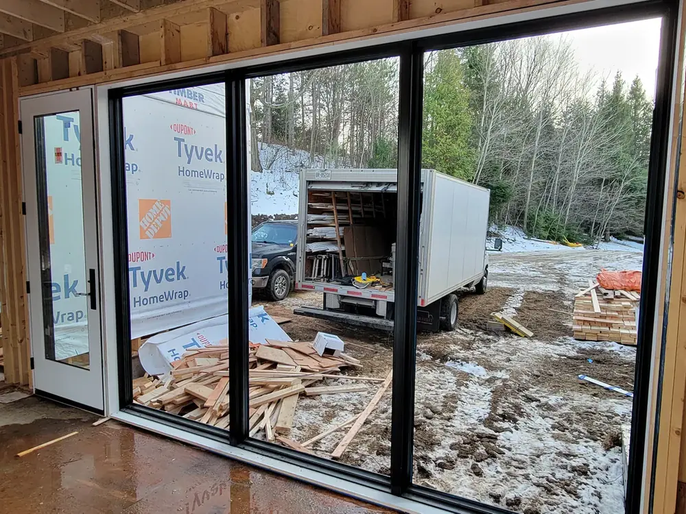 Wide sliding door, framed and ready