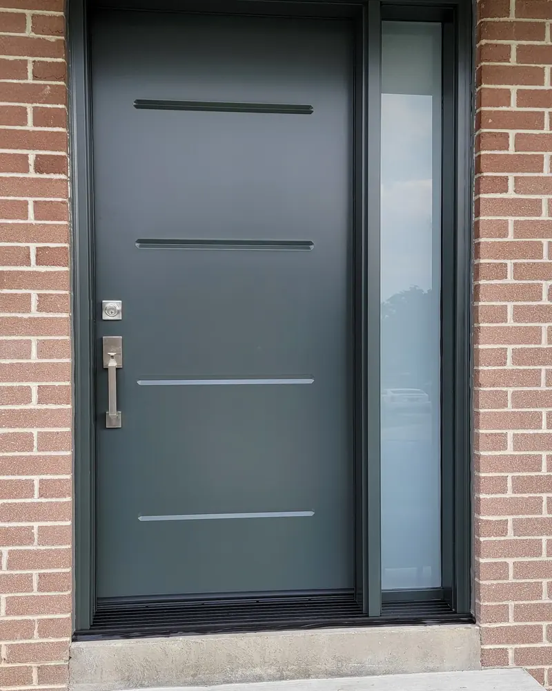 Steel door with metal accents