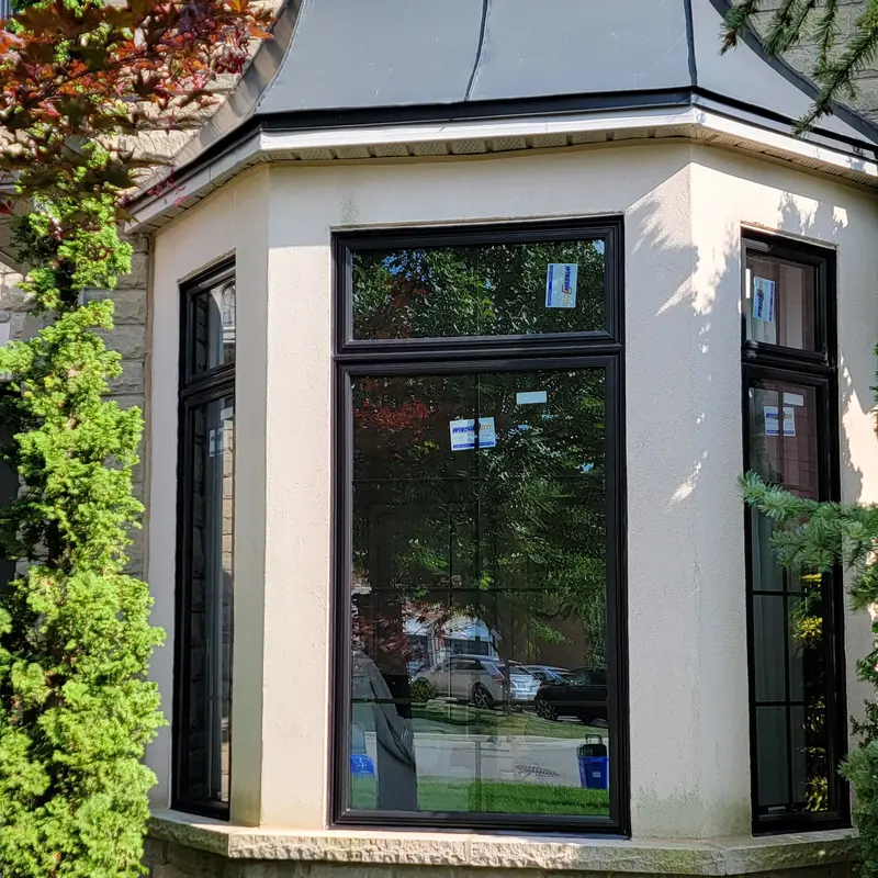 Bay window, black exterior
