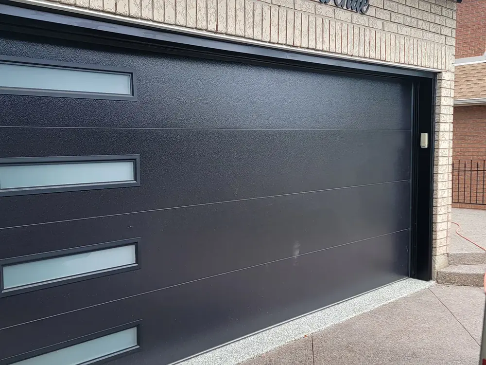 Black door, glass strips