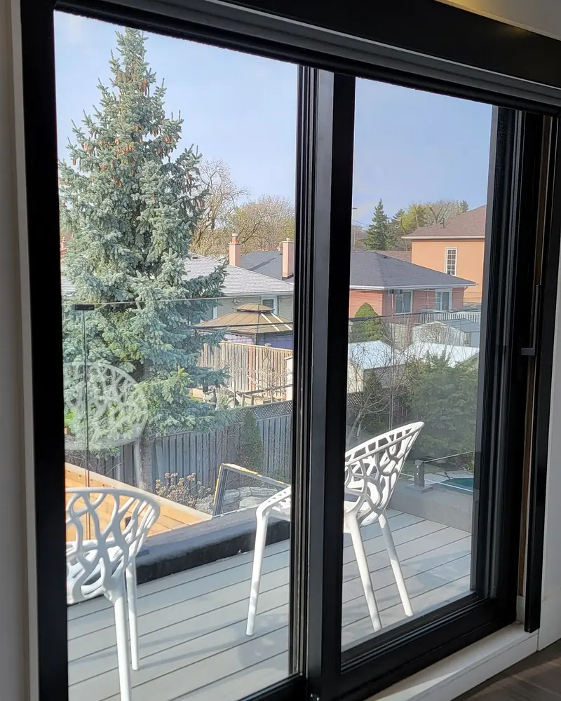 Black sliding door, inside view