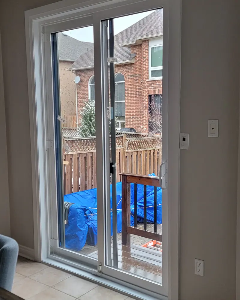 White sliding door, inside view