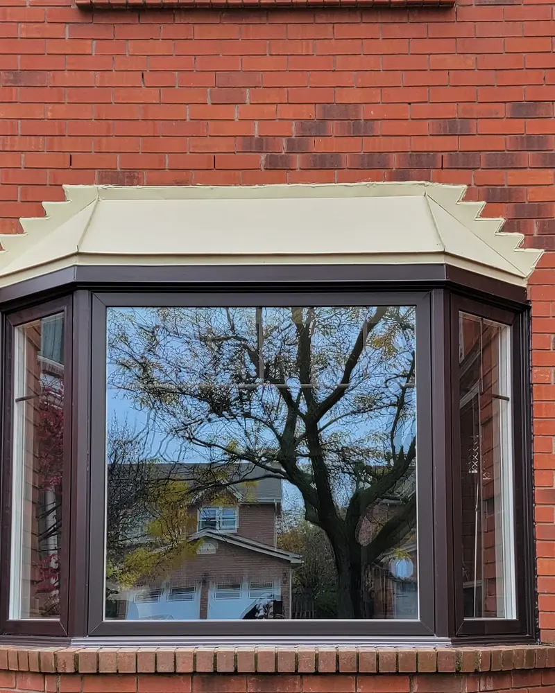 Bay window, brown exterior