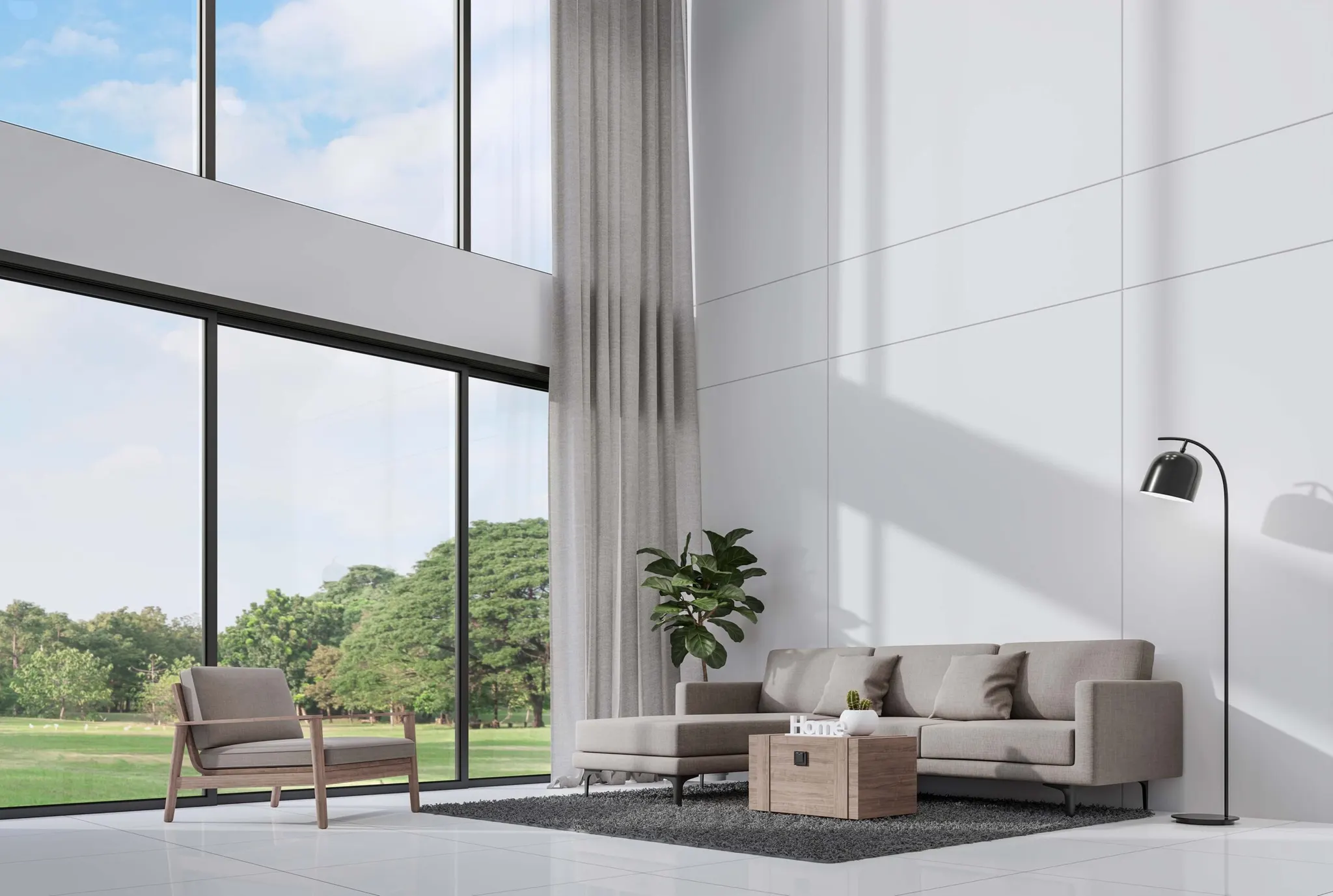 Architectural aluminum curtain wall glazing