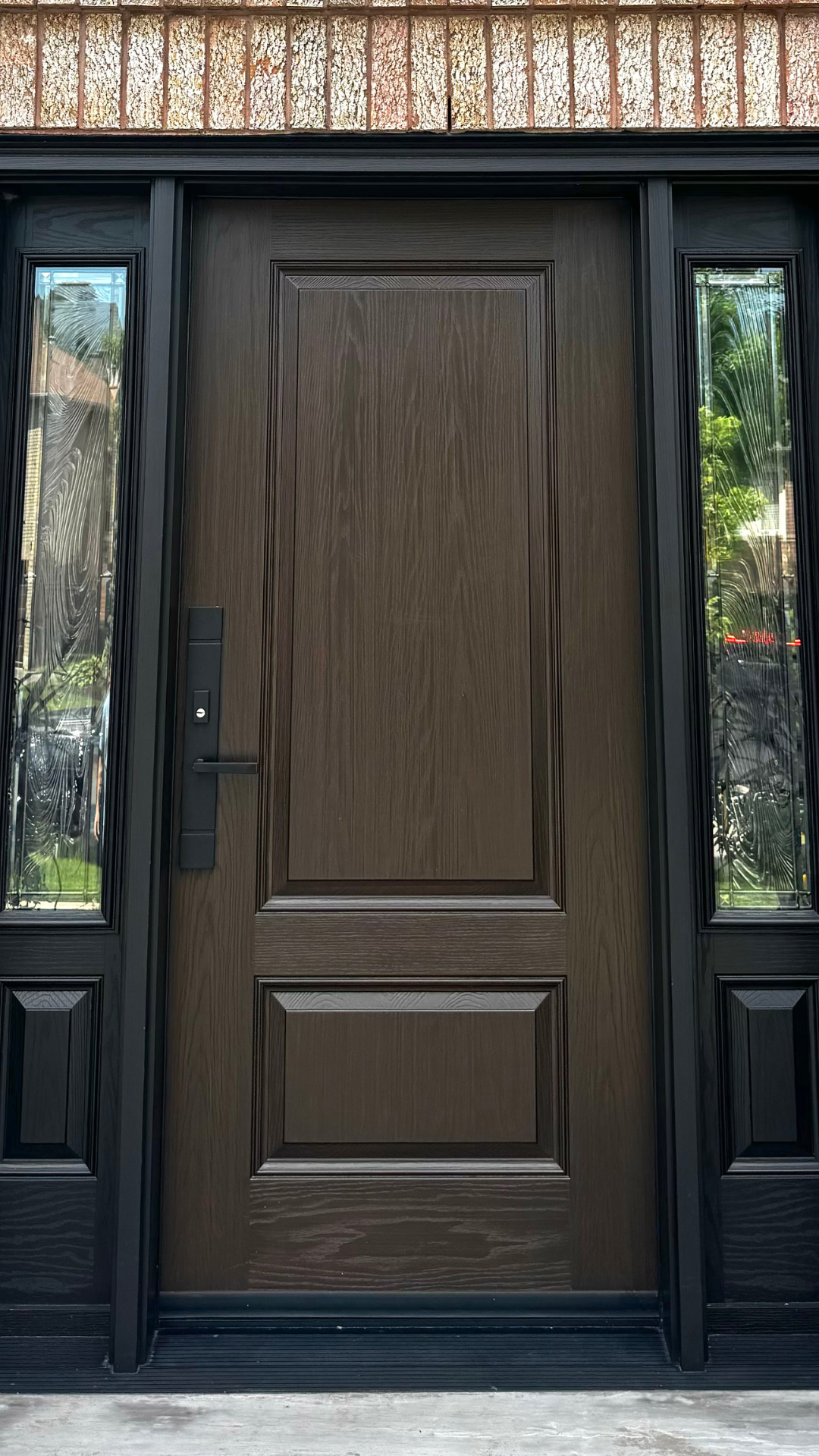 Fiberglass two-panel three-quarter glass door
