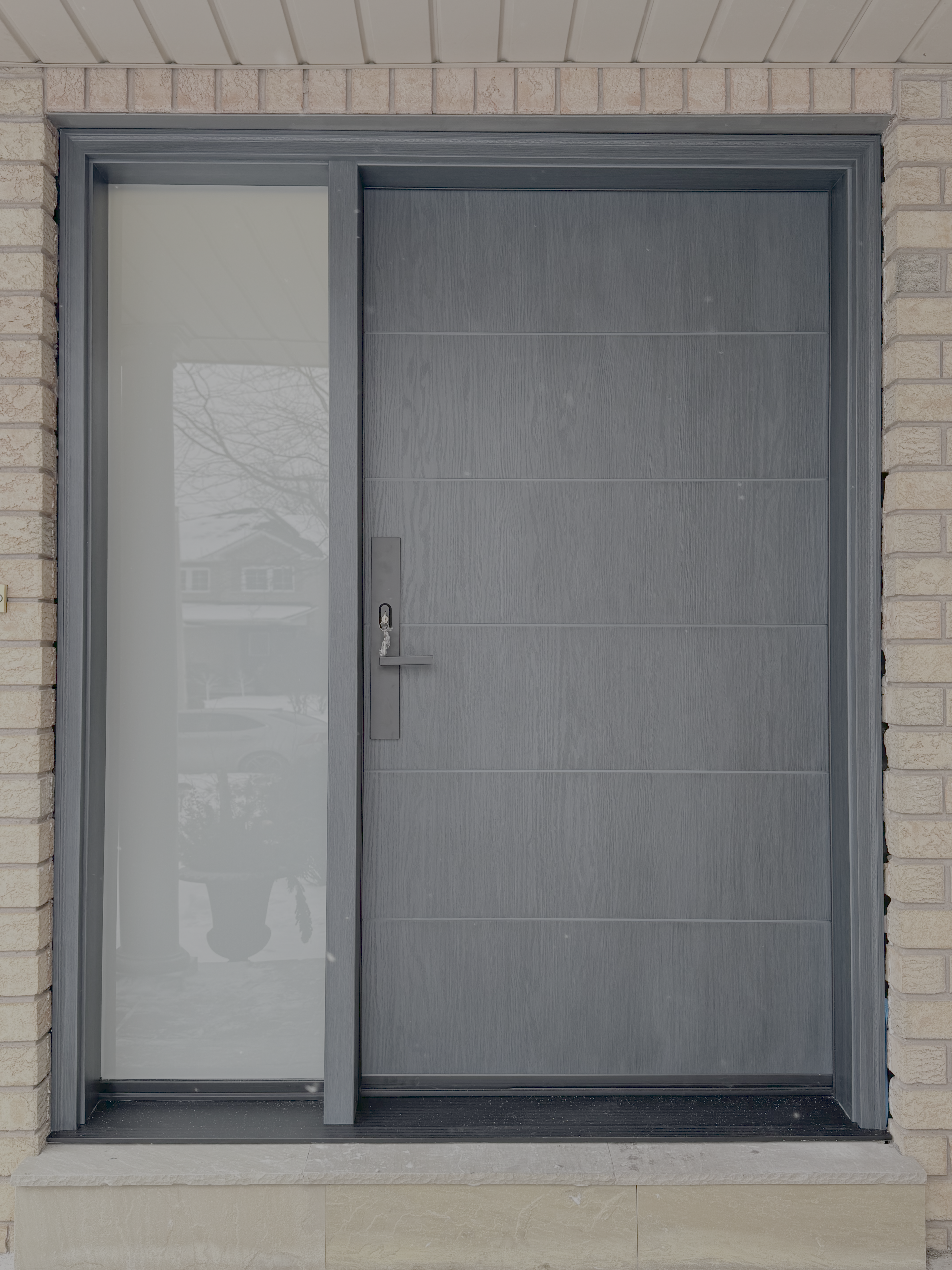 Contemporary modern groove fiberglass door