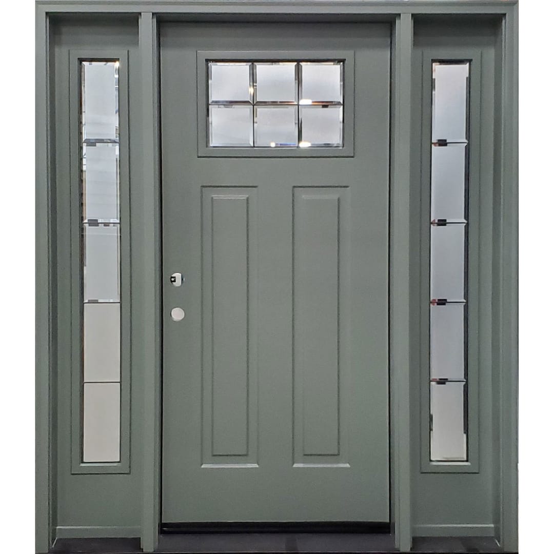 Victoria fiberglass door with beveled glass