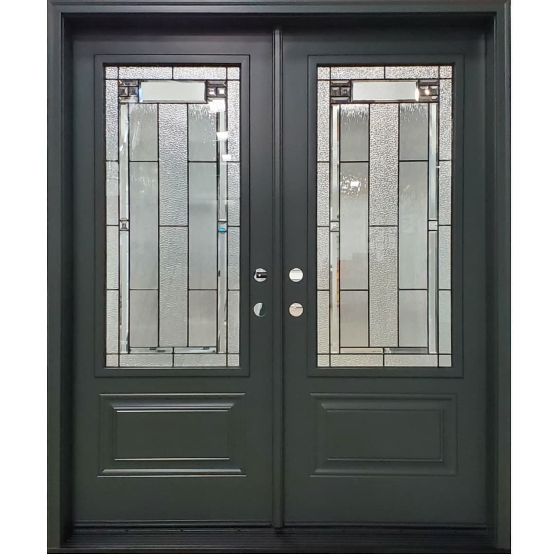 Orleans double steel door with three-quarter glass