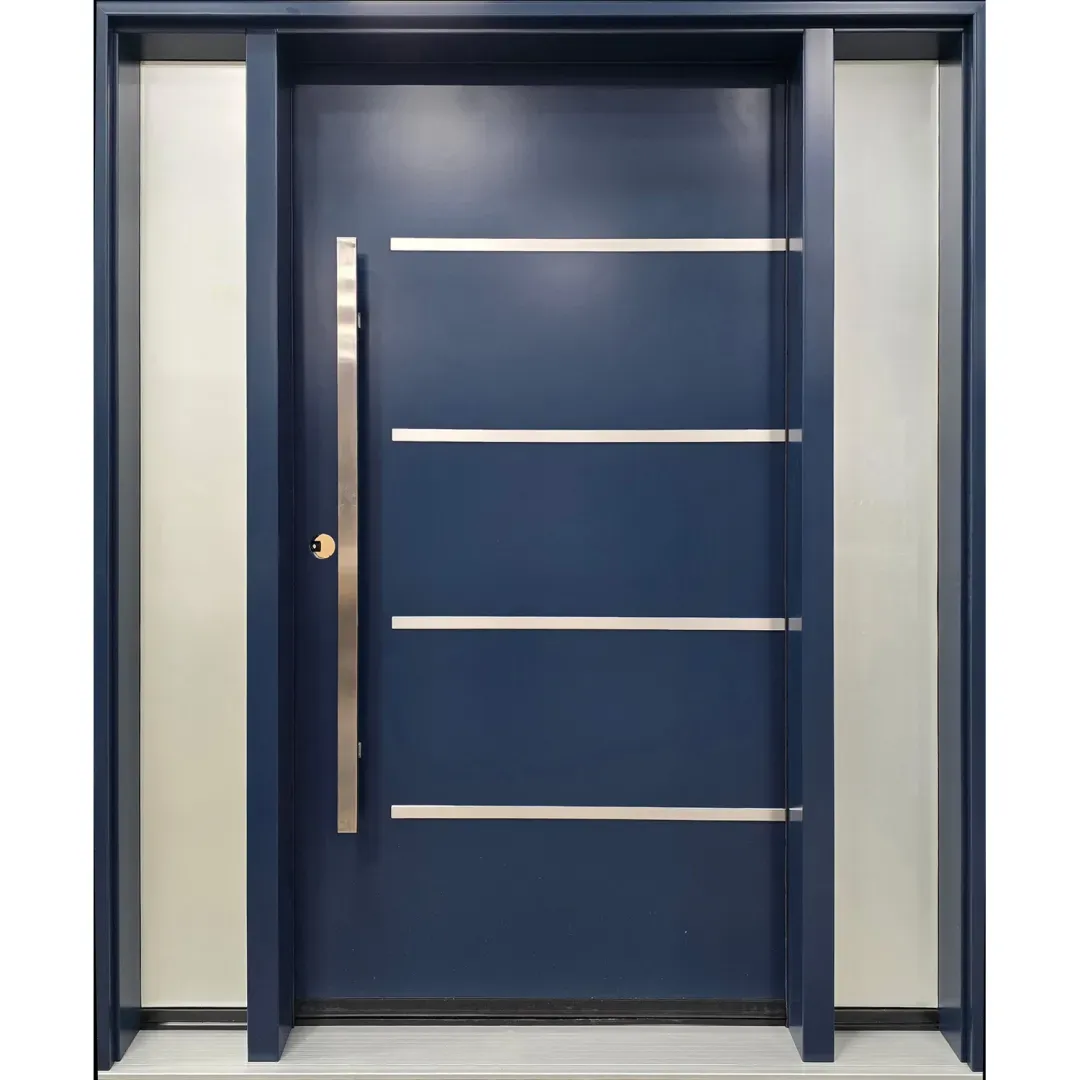 UNO-3 flush steel door with a rectangle pull bar