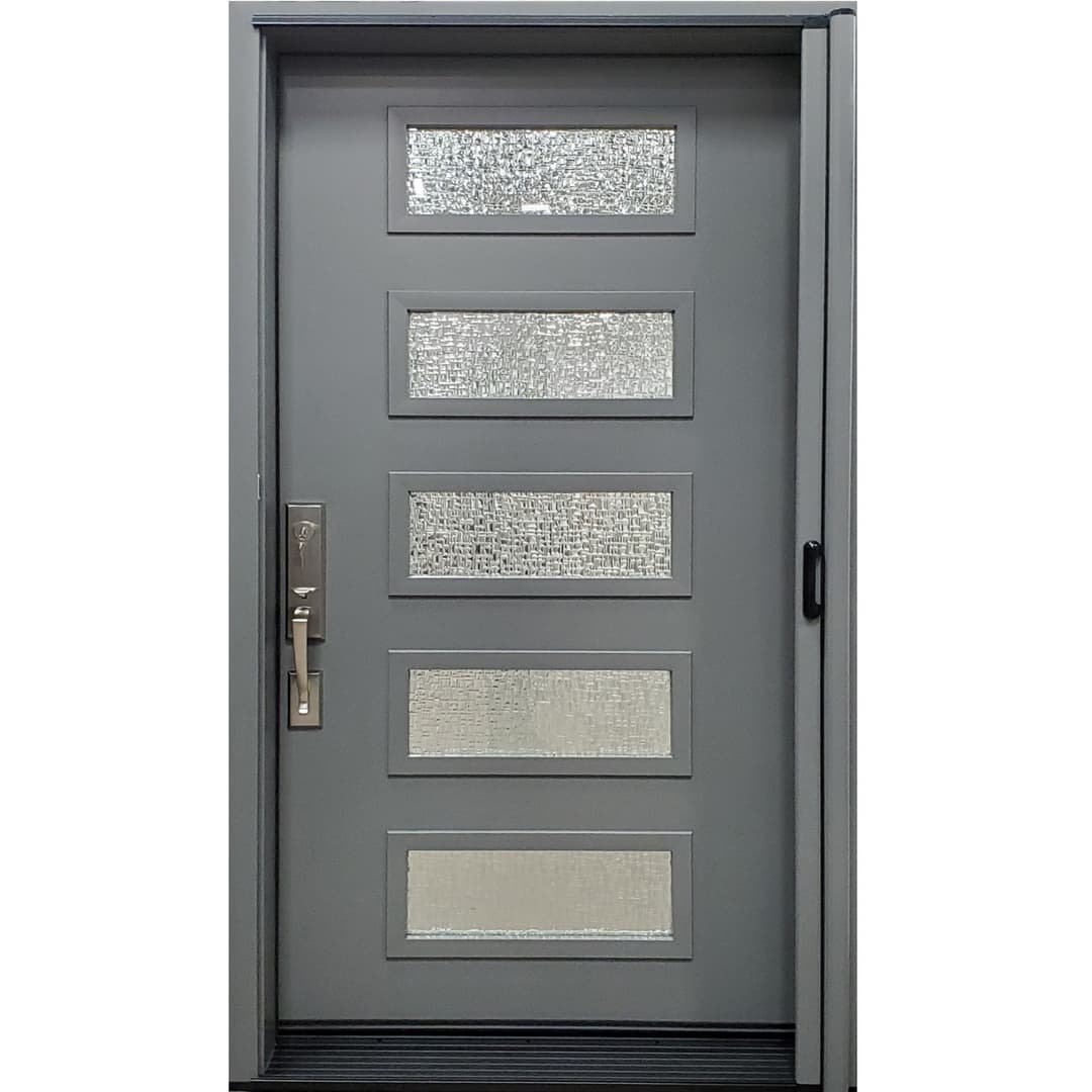 UNO-5 steel door with rooftop glass and retractable screen