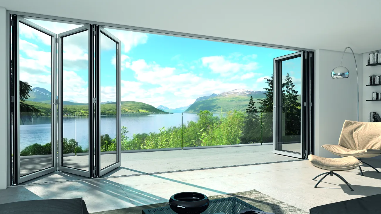 Folding doors in a modern home