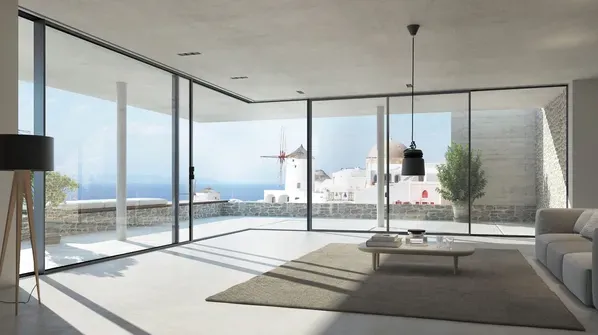 Glass corner in a modern home