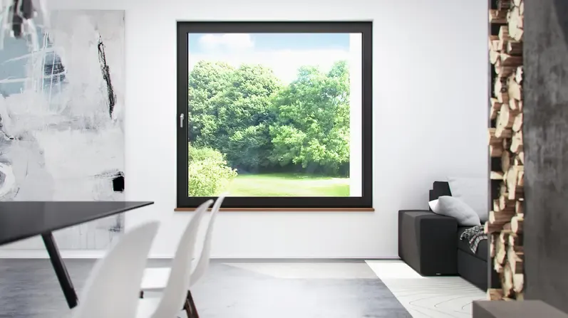 Fixed glass in a modern home