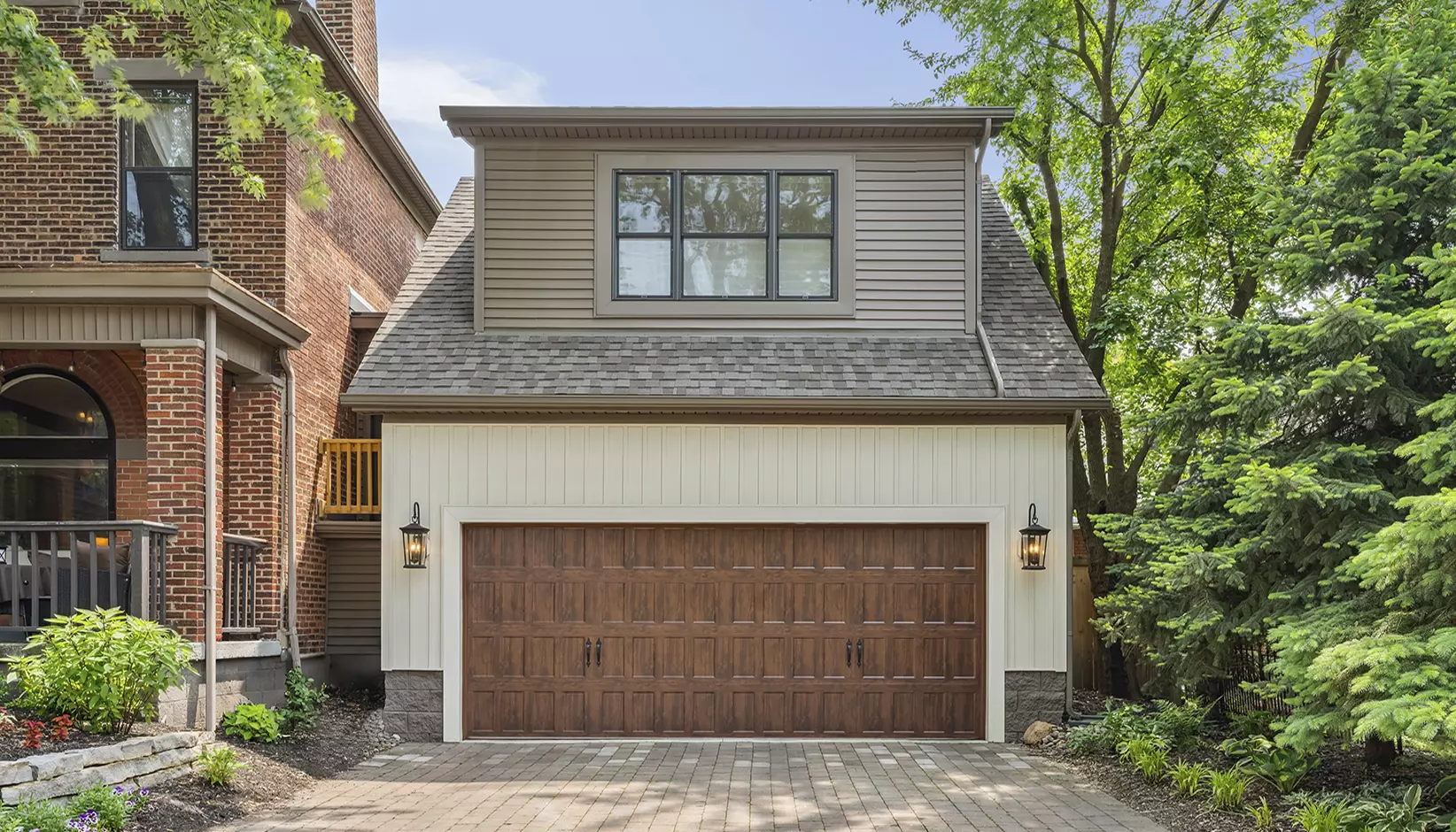 Traditional garage door installed on a residential home