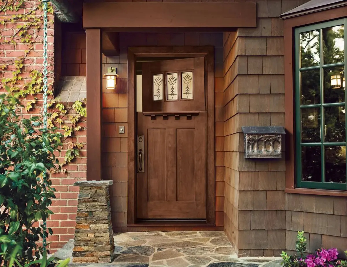 Wood entry door